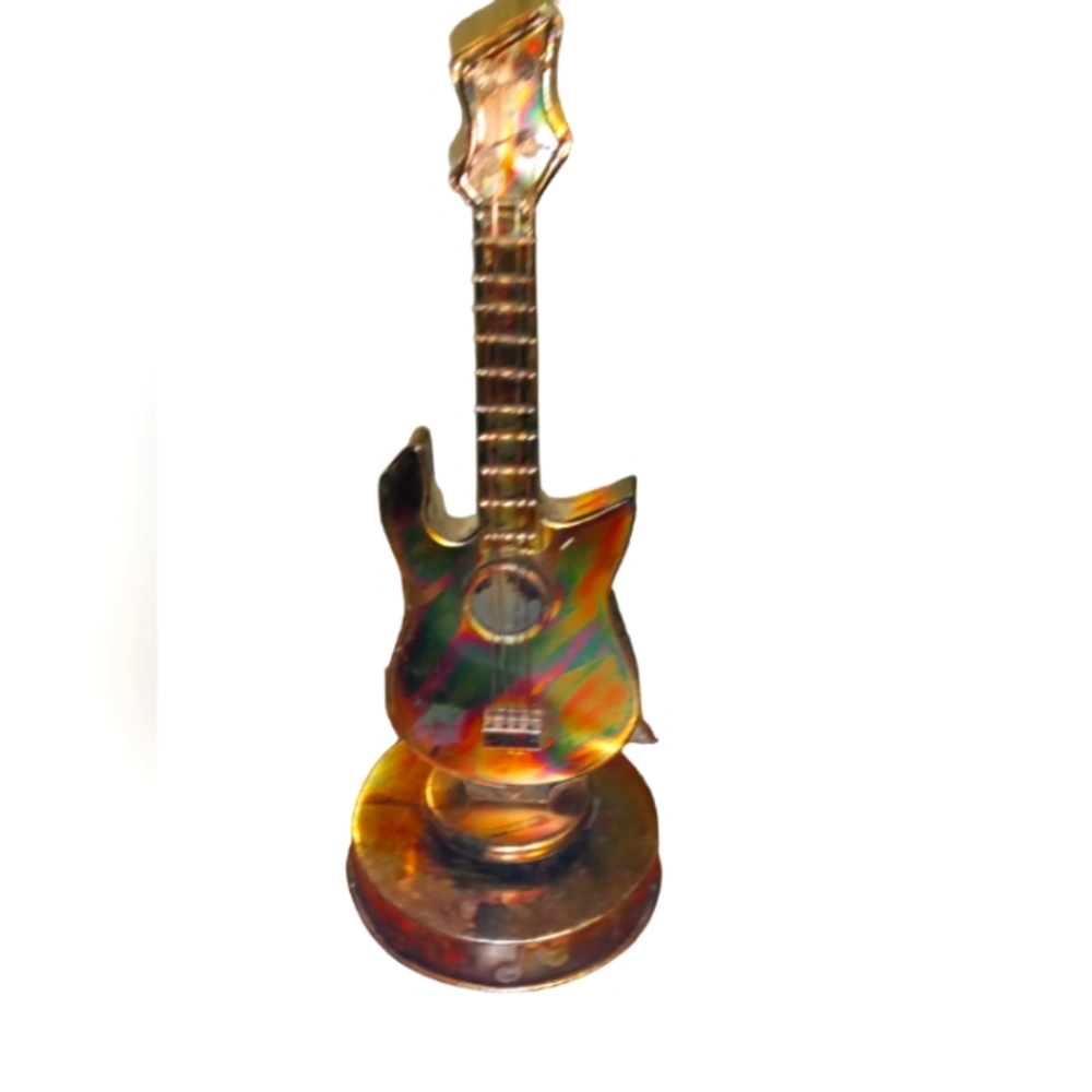 Vintage Brass Guitar Music Box Elvis Presley Blue Suede Shoes